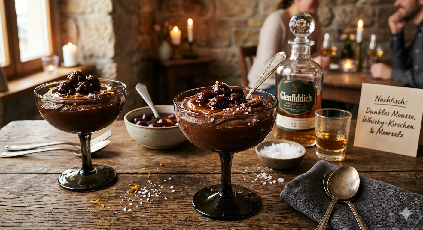 Mousse au Chocolat mit Whisky-Kirschen