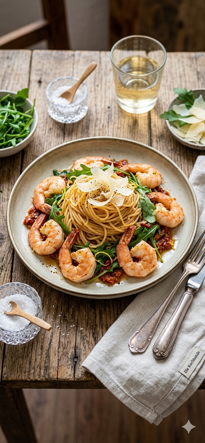 Garnelen - Rucola - Spaghetti.